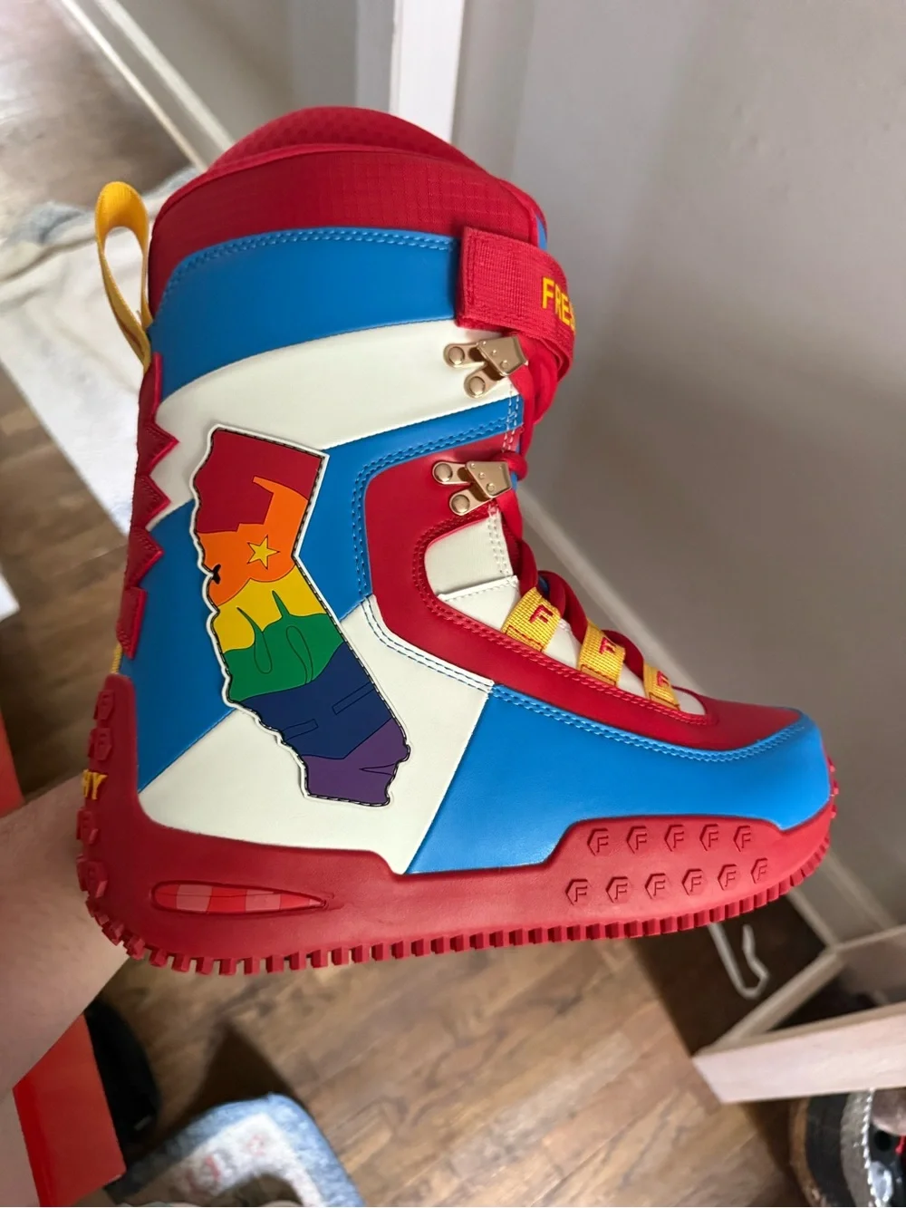 freshyworld Red Blue White Comic-Style Rain & Snow Boots